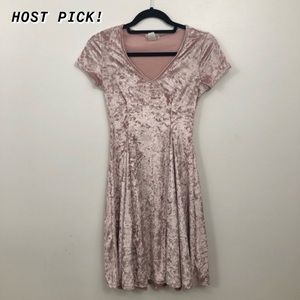 PINK CRUSHED VELVET DRESS